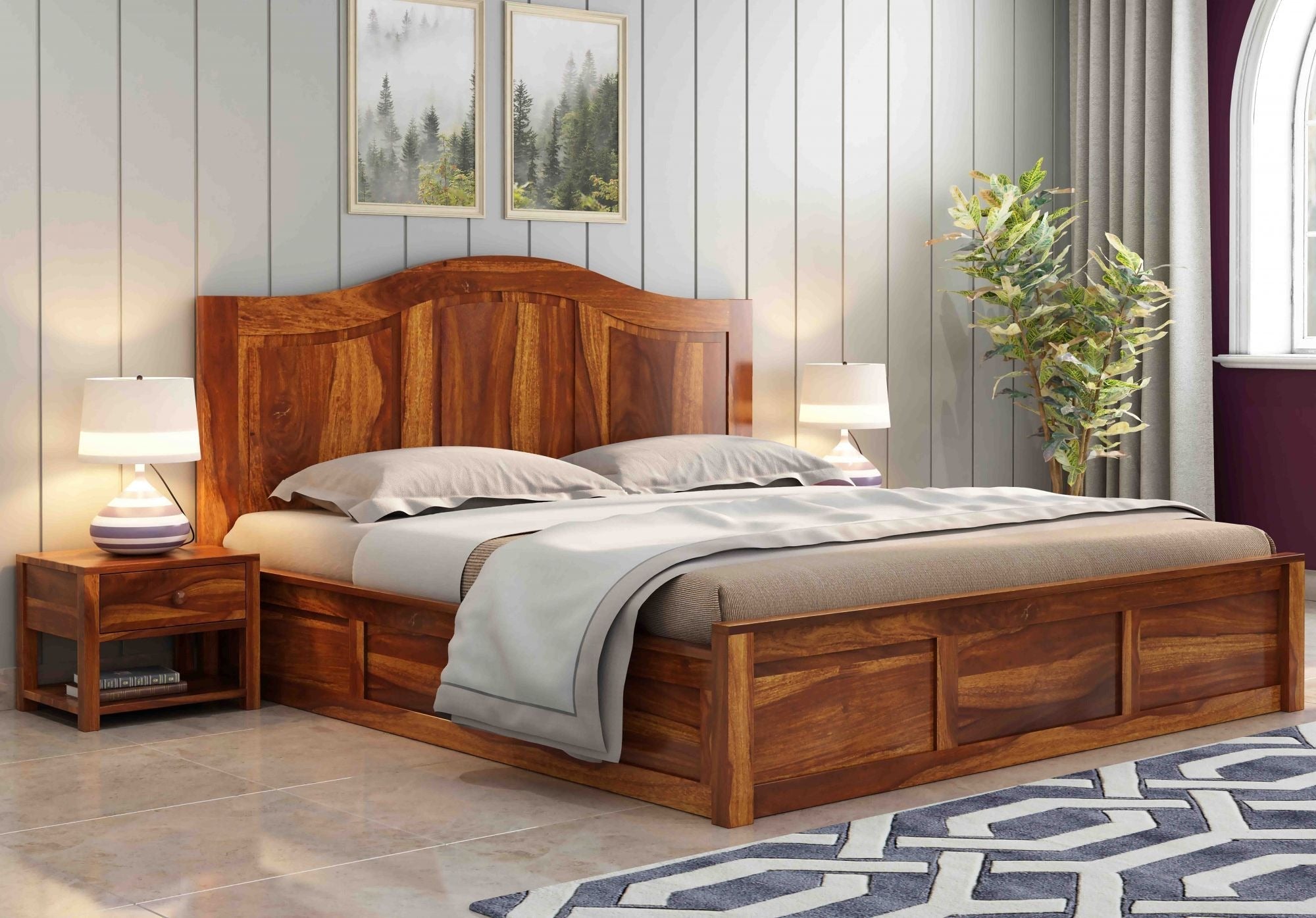 Nectar Sheesham Wood Bed with Box Storage - Torque India